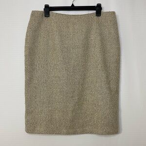 New York & Company Women’s Tweed Gold Metallic Pencil Skirt Size 14